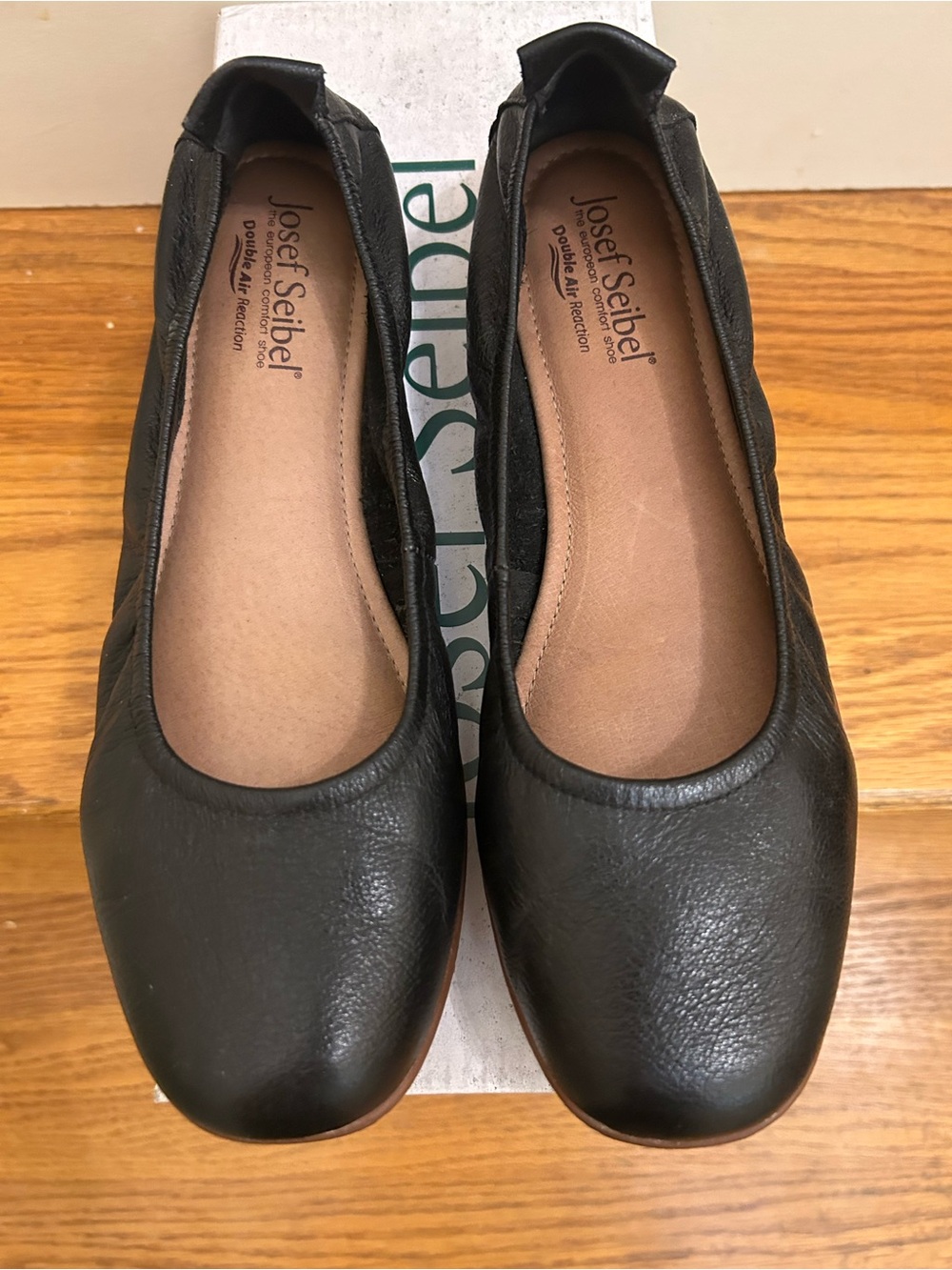 Josef Seibel Black Leather Slip-On Ballet Flats